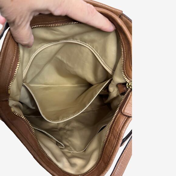 Coach Park Pyramid Studded Leather Hobo Shoulder Bag Tan Brown Large Tote - Picture 9 of 16